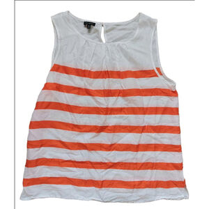 Women's Talbots Tank Top Size 12 White and Orange Striped Sleeveless